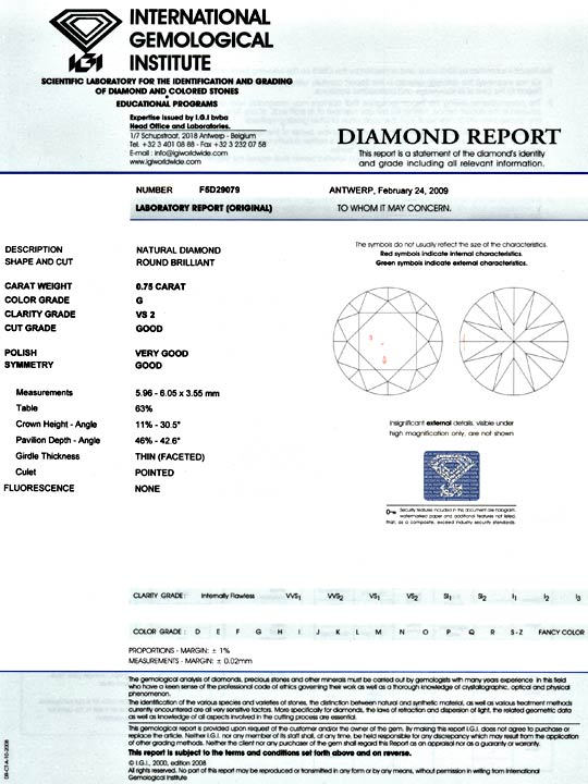 Foto 9 - Diamant 0,75Carat Brillant IGI Top Wesselton VS2, D5075