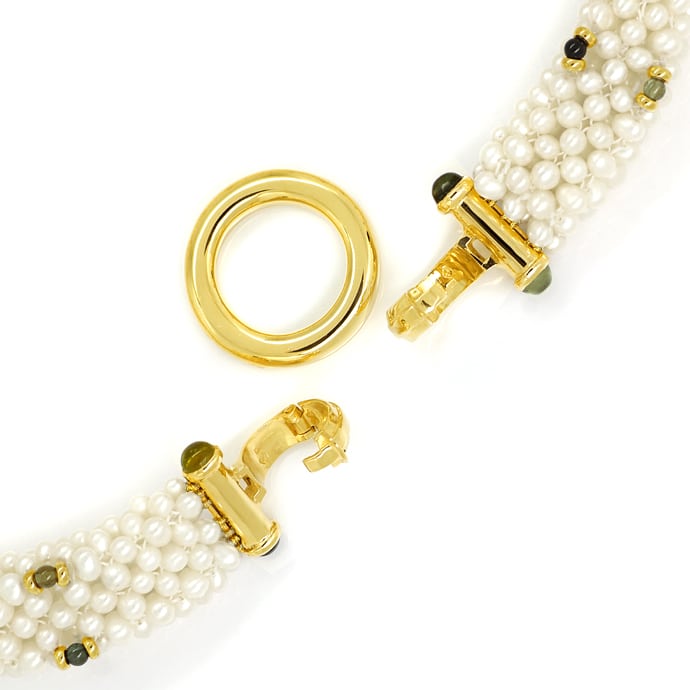 Foto 2 - Perlen Collier und Armband mit Peridoten Turmalinen 14K, Q0042