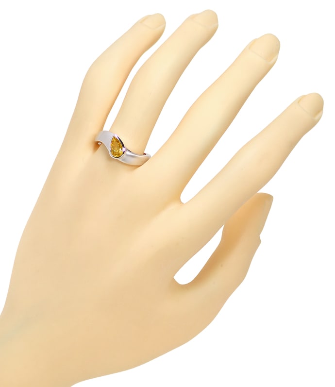 Foto 4 - Weißgoldring Diamant Tropfen 0,5ct Fancy Orangy Yellow, Q1602