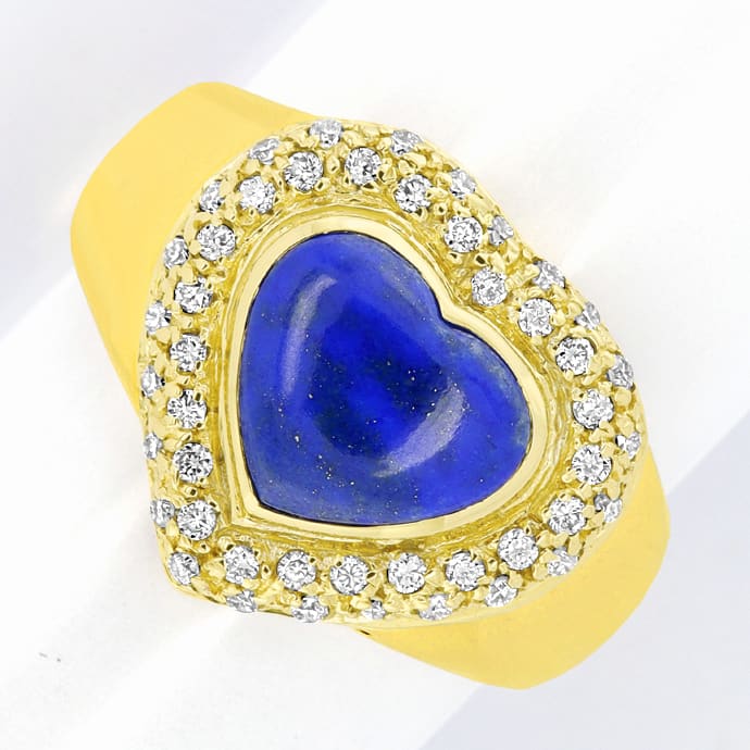 Foto 2 - Goldring blaues Lapislazuli-Herz 46 Diamanten, R1420