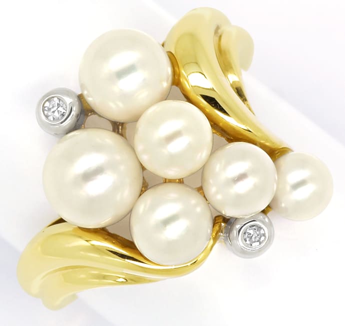 Foto 2 - Wundervoller dekorativer Perlen Diamanten-Ring 14K Gold, R8972