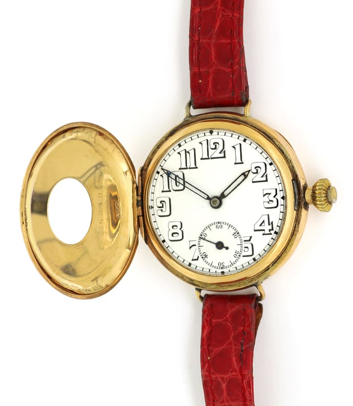 Foto 3 - Antike Rolex Dennison Watch Damenuhr Gold mit Lederband, U2573