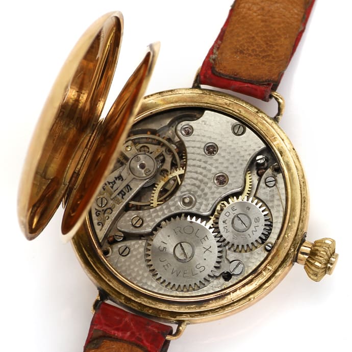 Foto 4 - Antike Rolex Dennison Watch Damenuhr Gold mit Lederband, U2573
